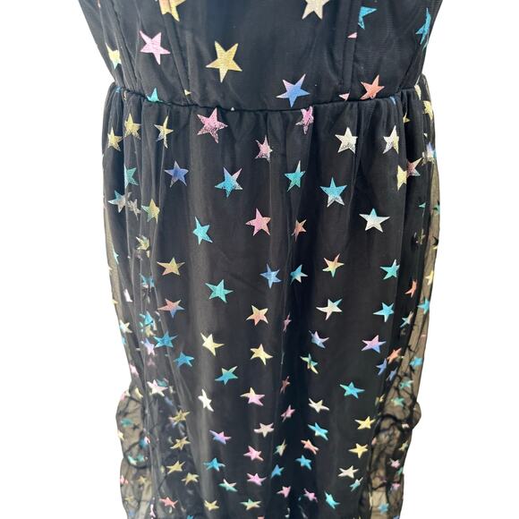 Betsey Johnson Rainbow Star Tulle Mesh Midi Dress Whimsigoth Size 8 - Picture 7 of 8